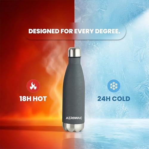 Image of 304 Stainless Steel Viva Insulated Flask 500ml | Hot & Cold 24 Hours | Double Wall, Leak Proof, BPA-Free, Lightweight Bottle | Ideal for Office, Gym, School and Travel (Dark Grey, Pack of 1)