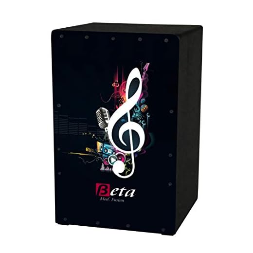 Cajón flamenco Beta mod. FUSIÓN negro | Caja musical rumbera de percusión en DM lacado. Tamaño: 48.5 x 29 x 29 cm