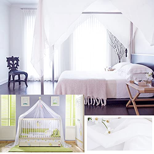 Nicetown White Sheer Window Scarf 216 Inch Extra Long, Soft Voile Textured Bed Canopy Scarf Curtains For Event Designs/Home Decor, 60 Inches Wide, Set Of 2 #TOP4