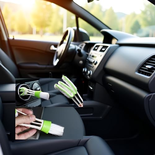 Image of White and Green, 17cm 4.5cm 2.5cm Double Ended Mini Dust Blind Cleaner Car Vent Brush Window Blind Brush Hand Held Magic Duster for House Car Office Cleaning Brushes and Dusters