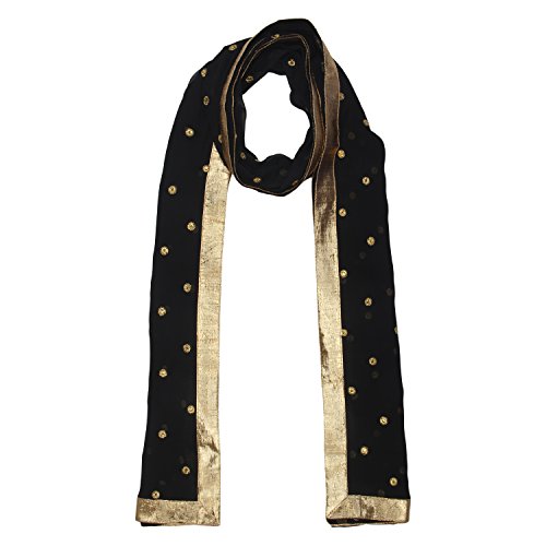 Dupatta Bazaar Women's Embroidered Black Chiffon Dupatta #TOP3