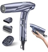 High Speed Ionic Hair Dryer with Diffuser, 1400W Brushless Motor, High RPM 22m/s Air Fast Drying ...