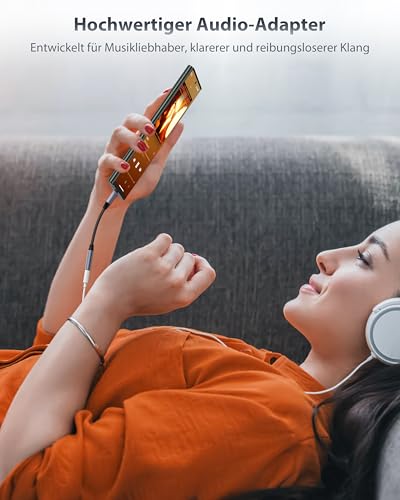 Stouchi Adapter USB C auf Klinke, Typ C auf 3.5mm Kopfhörer Adapter mit Hi Res DAC Chip, Kompatibel mit i-Phone 16/17 Air/Pro/Max, Samsung Galaxy S24 S23 S22 Note 20 S20, Pixel, Pad Mini, Huawei