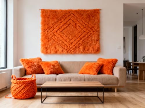 Image of ProKart Premium Blankie Wool, Plush & Cuddly, Chenille Yarn Supersoft Hand Knitting Wool Ball | Blanket Thick /Mottu Yarn Ball Suitable for Hand Knitting and Crocheting (Bright Orange, 100gms x 1 Pack)