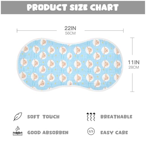 Sheep Face Pattern Baby Burp Cloths for Boys and Girls, Soft Muslin Spit Up Towels, 22"x11" Newborn Essentials for Feeding and Drooling, 1 Pack4