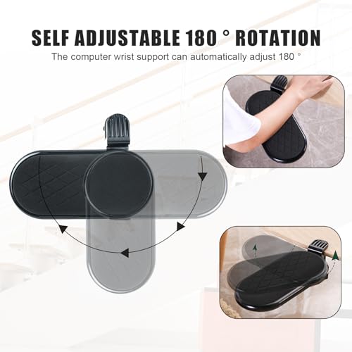 Reposabrazos para Escritorio, Reposabrazos de Muñeca Ajustable, 180° Rotación Reposamuñecas para Ordenador, Soporte Giratorio para Reposamuñecas, Extensor de Escritorio para Oficina, Negro - imagen 3