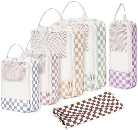 Narwey 6 Set Compression Packing Cubes Travel Organizer, Packing ...