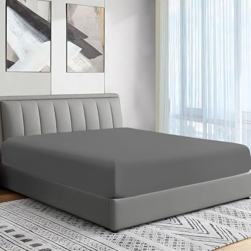 SKY BEDDINGS - Cot Fitted Sheet 33" x 75" - Cot Size Mattress Sheet Fitted with Narrow Twin/Camp Bunk/RVs Bunk/Army Cots/Guest Beds/Trifold Mattress - Super Soft Camper RV Bunk Fitted Bed Sheet (Dark Grey)