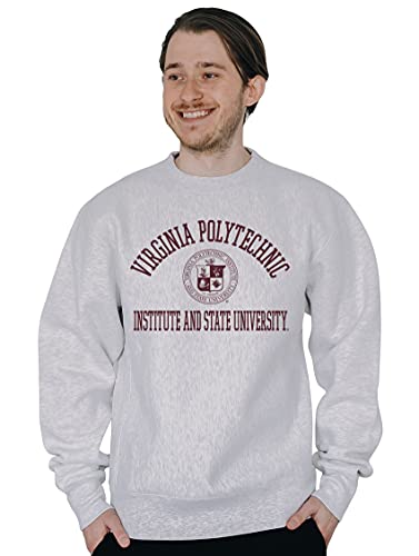 Blue 84 Men's Virginia Tech Hokies Crewneck Sweatshirt Heavyweight Grey, Grey, Medium