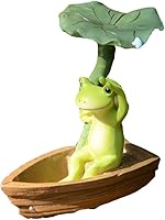 Vista 4 de Estatua de rana en miniatura de jardín, sonrisa todos los días