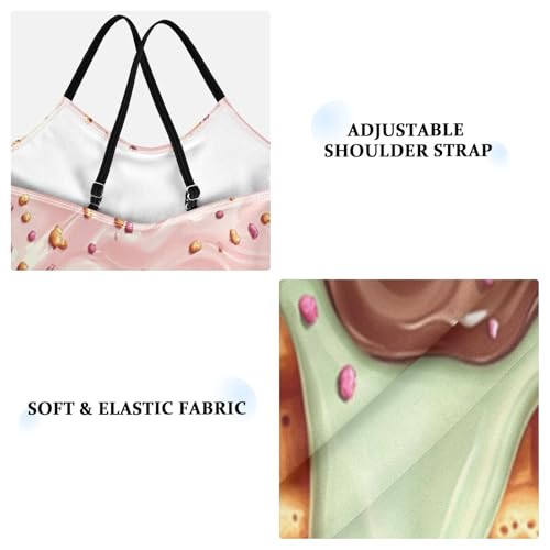 Pigsaly Girls One Piece Swimsuits Caramel Chocolate Light Green Mint Pink Glaze Ice Cream Kids Cross Back Swimwear 3T3