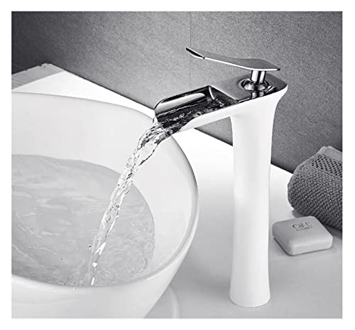 Robinet de lavabo cascade en laiton blanc chrome mitigeur chic
