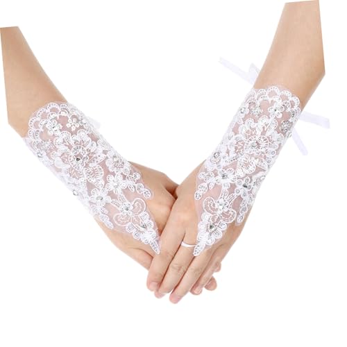 1Pair Fingerless Lace Gloves Elegant Performance Gloves for Flower Stage Wedding Events Comfortable Easy to Wear for Cosplay Costume Parties