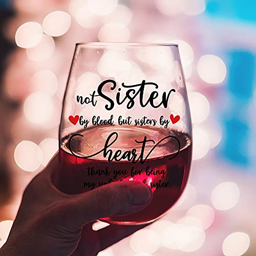 Dyjybmy Funny Wine Glass, Not Sister By Blood But Sister By Heart Thank You For Being My Unbiological Sister, Birthday Gifts For Women, Sister, Big Sister, Step-Sister,Best Friend, Bff, Sister In Law #TOP5