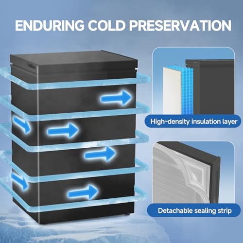 BANGSON 3.5 Cu.Ft Chest Freezer, Compact Deep Freezer with Removable Basket, Adjustable Thermostat, Energy-Saving, Quiet Mini Freezer for Home/Dorm/Apartment/Garage,Black on Fridge.com