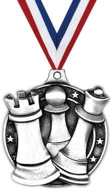Crown Awards Chess Tournament Medals - 2" Silver Chess Medals