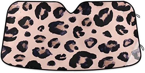 Pink Black Leopard Car Windshield Sunshade Foldable Blocks Sun Visor Protector Keep Cool for Car Truck SUV