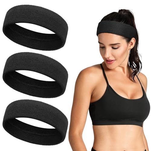 Tumurup Fascia Capelli Sport, Elastico Fascetta Capelli Uomo Donna fascia Tergisudore Antiscivolo Fascia Sudore Testa Uomo Adatto per La Tennis Yoga Corsa 3 Pcs