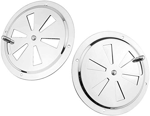 Surmeny Marine 2 Pack Of 4 Inch Cabin Ventilation Plate Vent Butterfly Air Vent Gill Plate With Side Knob 316 Stainless Steel For Marine Boats Accessories - Round #TOP3
