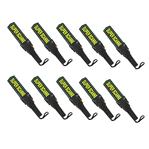 Image of Robustt High Sensitivity Hand Held Metal Detector (Pack of 10) Leather case on Handle, with Battery Included Alarm Mode -Sound, Vibration & Led Lights for Malls, Airports, Railway Stations, Banks