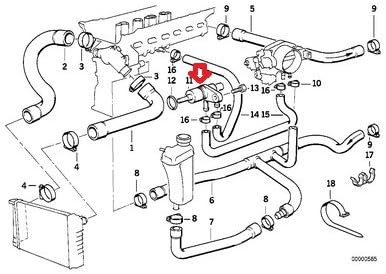 BMW Genuine Auxiliary Thermostat - Water Thermostat for Throttle Housing for 525i 320i 325i 325is M3 E34 E36