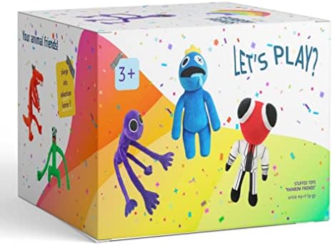 Rainbow Friends Plush Toys, Set of 5 toys, Gift colored box, Stuffed Animal Rainbow Friends Toys, The Plush Toy Set Game Horror, Toys for Halloween, Christmas, Birthday party Gifts for Kids