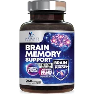 Brain Memory Supplement Pills – 3X Strength Nootropics for Concentration, Clarity & Focus Support – Brain Health Cognitive Vitamins with Bacopa, Phosphatidylserine & DMAE, Brain Booster – 240 Capsules