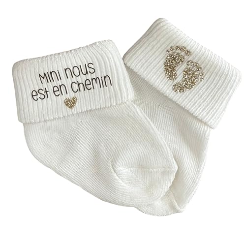 Chaussettes annonce grossesse + boite, mini nous est en chemin, papa, mamie, papi, tata, tonton, annonce grossesse Bébé - Moonbabystore