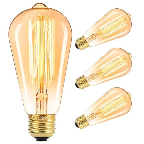 Recopilación de Focos - los más vendidos. 41 NICLY 4Pcs Bombillas Edison Regulables E26 40W Luz Cálida Ámbar Tinte Bombillas Retro Dimmable Decorativas para Lámparas de Pie Lámpara de Techo Lámpara de Escritorio Bar...