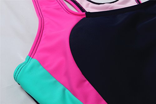 Uhnice Women's One Piece Swimsuits Racing Training Sports Athletic Swimwear (Medium(Us6-8), Black/Pink) #TOP4