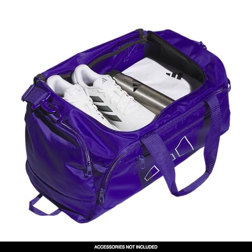 Image of adidas Defender 5 Duffel Bag for Sports, Gym and Travel, Pure Purple /White, OSFA
