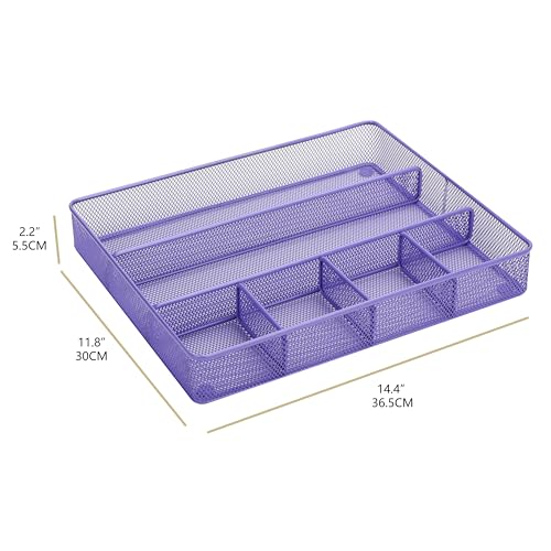 Annova Desk Drawer Organizer/Storage Tray, Metal Mesh with Dividers for Pens Desktop Accessories, Bathroom, Kitchen - Image 2