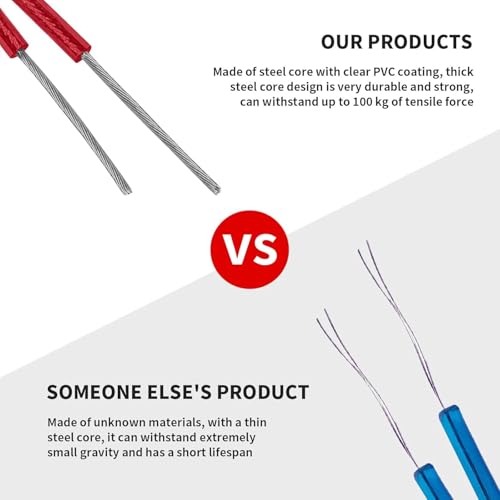 Image of 20 Meters Strong Steel Core Clothes Line with 4 Pcs Plastic Hooks, PVC Coated, Weather & Rust Resistant, Easy to Use, Indoor, Outdoor, Garden, Laundry Rooms & Camping (Multicolor) Pack of (2)