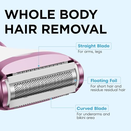 Image of Electric Razor - Shaver - Trimmer for Women: 2 in 1 Painless Body Razors and Facial Hair Remover - Rechargeable Hair Removal Kit for Face Body Leg Bikini Underarm Arm