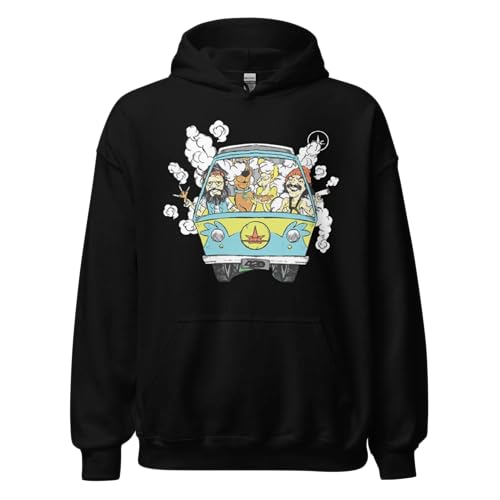 TOP KOALA TEE 80’s Famous Comic Duo Up in Smoke Artist in Mystery Van Unisex Hoodie |for Men and Women - Black and White