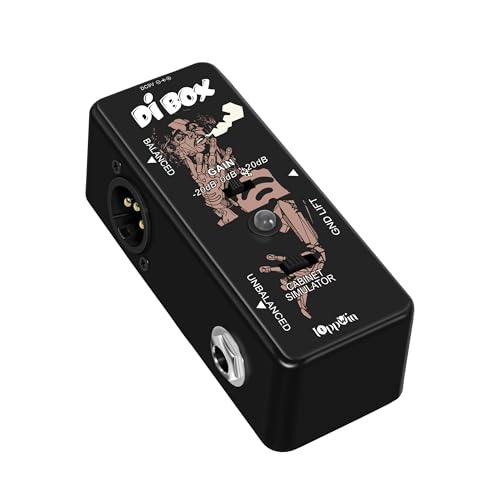 Compact DI Box Guitar Pedal - IOppWin Matchbox with Balanced XLR Output, Cabinet Simulator, Ground Lift & Gain Control - True Bypass for Instruments, Amps & Recording