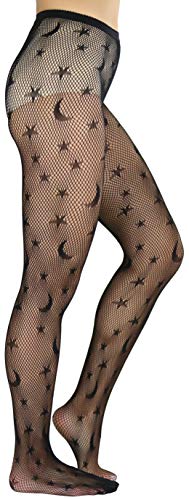 ToBeInStyle Women's Mystical Celestial Stars Moon Crescent Pentagram Symbol Pantyhose Tights3