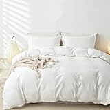 OAITE 100% Washed Cotton Duvet Cover King Size Soft Breathable Durable Bedding with Zipper Closure & 8 Corner Ties- 3 Pieces Plain Simple Duvet Cover Set,2 Pillow Shams,1 Duvet Cover(104"x90")