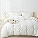 OAITE 100% Washed Cotton Duvet Cover King Size Soft Breathable Durable Bedding with Zipper Closure & 8 Corner Ties- 3 Pieces Plain Simple Duvet Cover Set,2 Pillow Shams,1 Duvet Cover(104"x90")