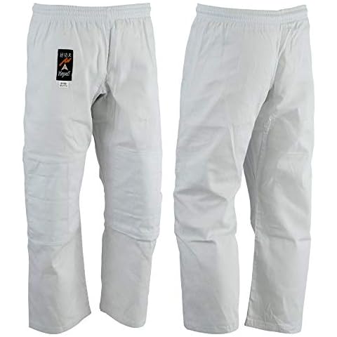Playwell Artes Marciales Judo Pantalones Blanco Blanqueado - (Doble Acolchado Rodillas) - 9oz Cover