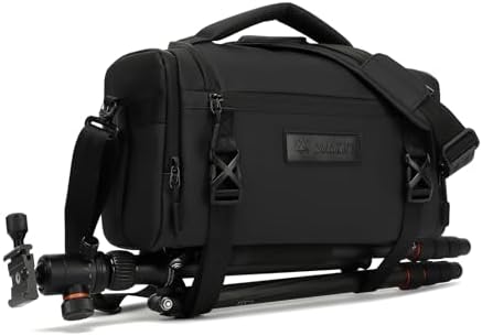 svatin Small Camera Shoulder Bag,Waterproof Top-Opening Camera Crossbody Case,Digital DSLR/SLR Mirrorless Padded Cameras Lens Accessories Storage Pouch with Tripod Holder for Canon/Nikon/Sony — view 7