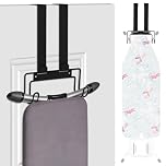 Doygim Over Door Ironing Board Hanger Ironing Board Wall Mount Ironing Board Hook with Screws for Y-Leg or T-Leg Ironing Board Storage for Laundry, Hotel Rooms (Black)