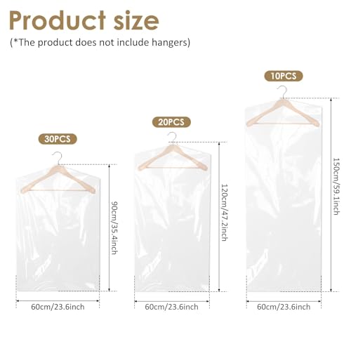 10-60PCS Clothes Dust Cover Length 90-150cm Clear Plastic Garment Bags Dustproof Wardrobe Storage Bags for Home Shop Gusseted Garment Bags2