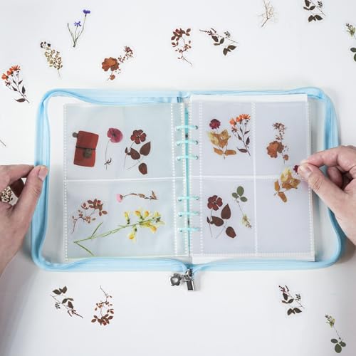 Image of Vienrose Sticker Storage Organizer, Sticker Collecting, Zipper Binder Album Reusable Stickers Collecting Book with 40 Sheets Release Paper and 20 Sheets Pockets Pages for Adults Kids Blue