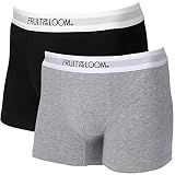 FRUIT OF THE LOOM (フルーツオブザルーム) 2枚セット メンズ ローライズ ボクサーパンツ 無地 ブランド Tシャツ アンダーウェア 下着 ボクサー (02)ブラック/グレー LLサイズ