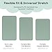Yoofoss Pack and Play Sheets Fitted, Mini Crib Sheets 2-Pack for Pack N Play Mattress, Stretchy Playard Sheet, Soft and Breathable Green+Giraff