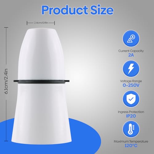 Bayonet Cap Ceiling Lamp Bulb Holder T2 Cord Grip for use with Light Bulb Bayonet Light Pendant Un-Switched Light Fitting Holder (White) - Image 2