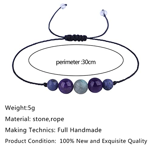 9Pcs Multistyle Healing Crystal Stone Bead Strand Card Bracelets Handmade Adjustable Wax Rope Yoga Amethyst Tigereye Chakra Bracelets For Women Men Meditation Relax Anxiety Jewelry Gift (All) #TOP3