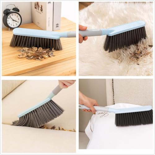 Image of Household Brush Sweeping, Cleaning Floors Long Handle Dust for Tiles, Carpet, Bed, Sofa,Mattress, Window, Bathroom, Car Seat, Curtain, Cleaner Home (Blue)