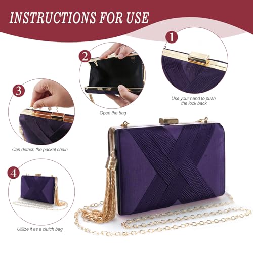 Image of 5 Pcs Clutch Purses for Women Jewelry Set Handbag with Necklace Earrings Ring Bracelet Vintage Banquet Handbag with Detachable Chain for Wedding Party Gift Supplies